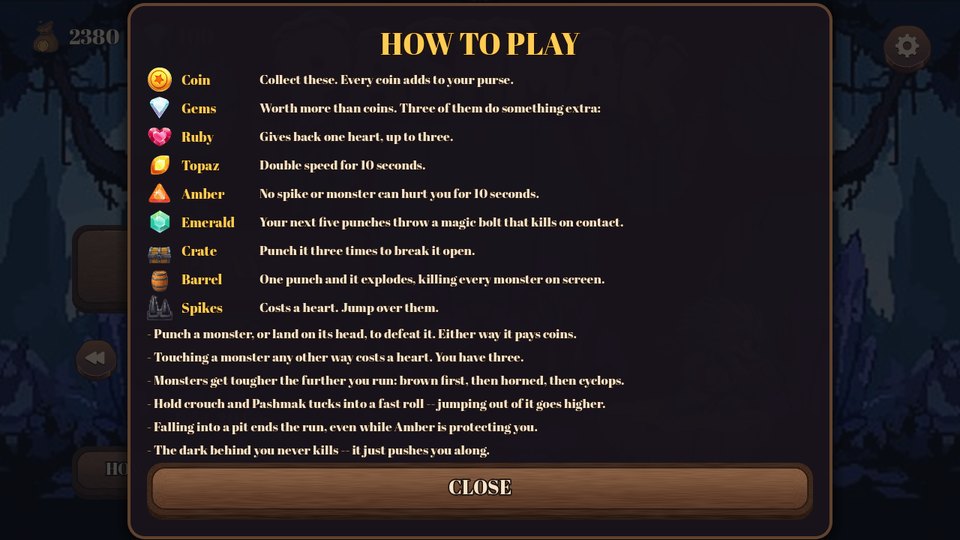 The in-game how-to-play screen