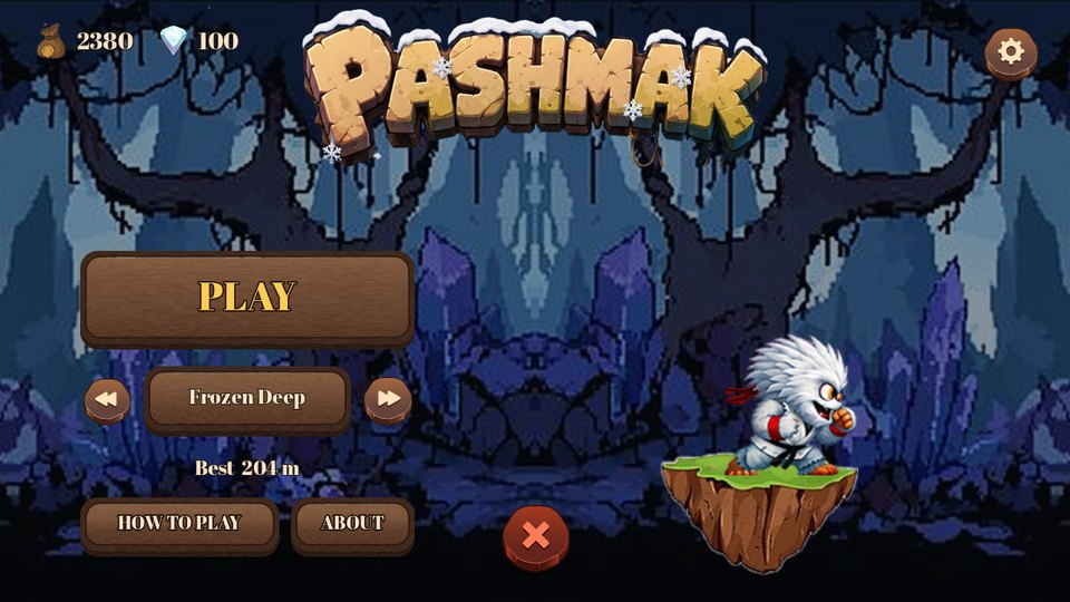 The title screen, with the biome picker